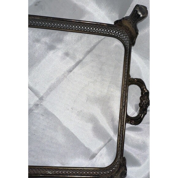 Vintage Silver Plated Footed Casserole Dish Holder Serving Tray 14.5 x 9.5 in - Picture 4 of 10